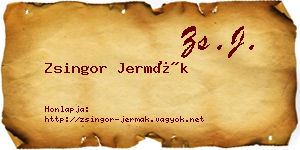 Zsingor Jermák névjegykártya